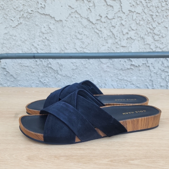 Cole Haan Women's Dark Blue Suede Mules Size 7B - Picture 1 of 12